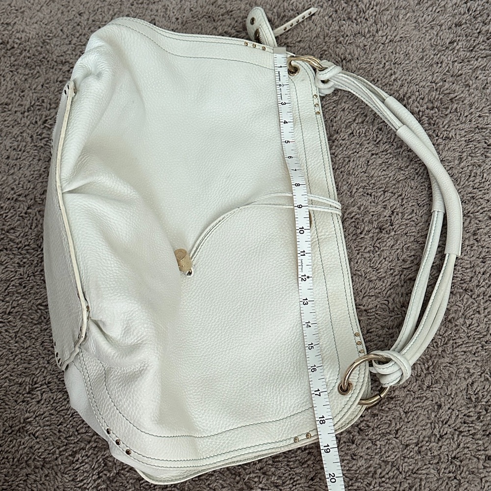 Celine White Bittersweet Large Pebbled Leather Hobo with Drawstring Vintage - Picture 8 of 16